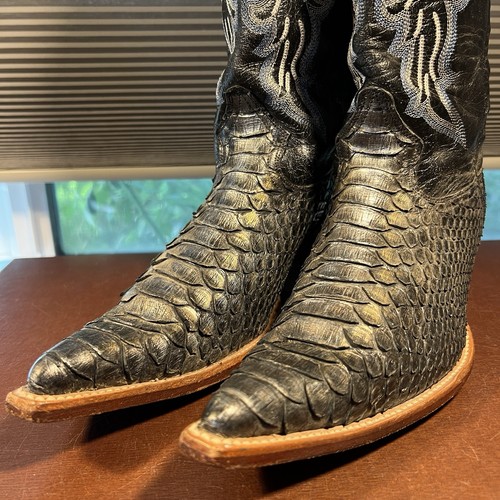 Los Altos Women’s Size 9M Genuine Python Silver/Black Handmade Cowboy Boots - Picture 5 of 24