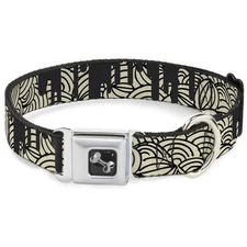 Dog Collar Bone Doodle1/Paint Drips Cream/Black Small 9.5-13"
