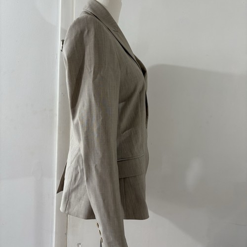 Theory Womens Stretch Wool Blend Blazer Single Button Beige Size 8 Lined Career - Picture 2 of 12