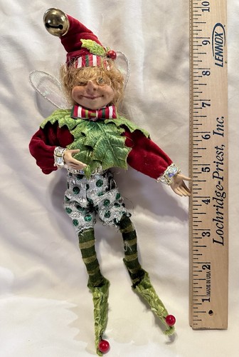Mark Roberts Christmas Holly Leaf Pixie Fairy Ornament Posable 9” Vintage - Picture 15 of 15