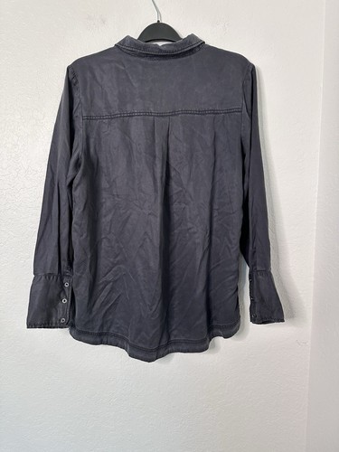 Free People Women's Blouse Black Under Your Spell V Neck Lace Up Size Large/G - Picture 5 of 9