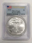 2010 $1 AMERICAN SILVER EAGLE PCGS MS69 FLAG- FIRST STRIKE LABEL