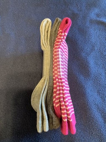 Quarter Cotton Crew Socks 3-Pack: pink/white stripes, dark gray, gray - Picture 2 of 3