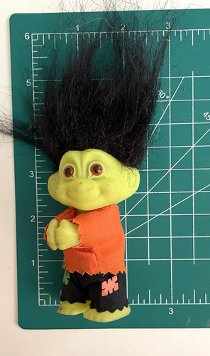 2 BAMBOLE TROLL RUSS Pinze Frankenstein +1 Bambola CAPELLI GIALLI Halloween COSTUME - Foto 9 di 9