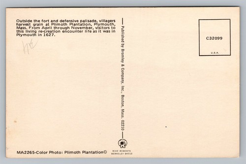 Plimoth Plantage Pilgerdorfbewohner ernten Getreide Plymouth MA Postkarte Ansicht - Bild 2 von 3
