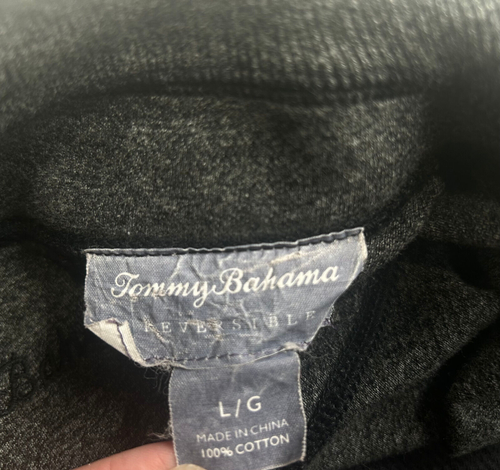 TOMMY BAHAMA Pullover Long Sleeve Half Zip Reversible Top Black/Gray L - Picture 4 of 12