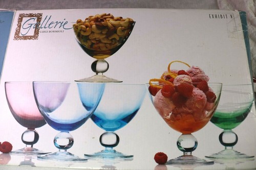 Set of 6 Footed Dessert Bowls Sherbet Ball Stem Luigi Bormioli Gallerie Italy - Picture 3 of 3