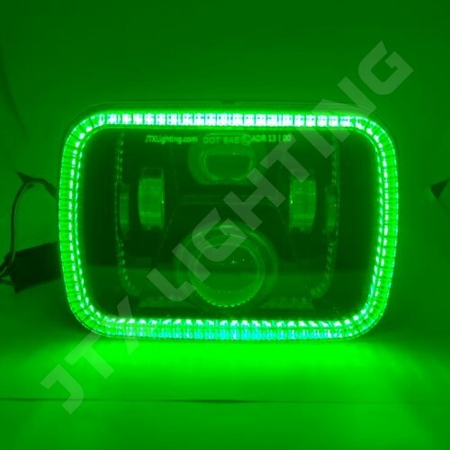 1 Pair, Black LED JTX Headlights, 5x7, White and Green Halo, suits MK Triton - Picture 6 of 12