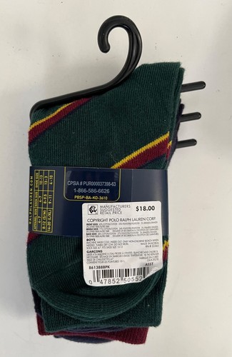 NWT Polo Ralph Lauren Boys Crew Socks University Prep 12 Pairs Assorted Sizes - Picture 7 of 10