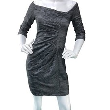 Eliza J Womens Size 4 Off The Shoulder Ruched Sheath Dress Steel Gray Holiday