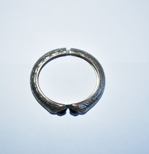 Vintage Silver Color Bracelet Black Stones Antique Old Jewelry for Women Gift - Picture 4 of 5