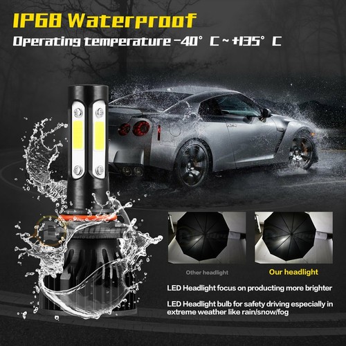 4-Sides 9005 HB3 LED Headlight Bulbs High Beam 6000K Bright White Conversion Kit - Picture 10 of 12