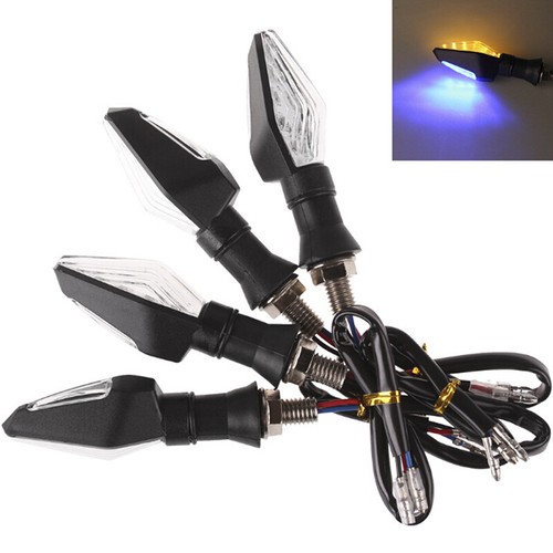 12LED Amber+Blue Motorcycle Turn Signal Indicator Light Blinker Universal US _ou - Picture 2 of 9