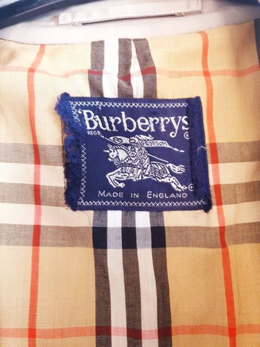 Burberry Men Vintage Beige Double Breasted Haymarket Trench Coat MAC UK 48 Small - Picture 8 of 9