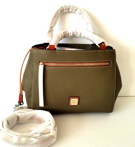 Dooney & Bourke Pebble Grain Leather MED Zip Satchel/Crossbody Olive NEW 🎀NWT - Picture 9 of 22