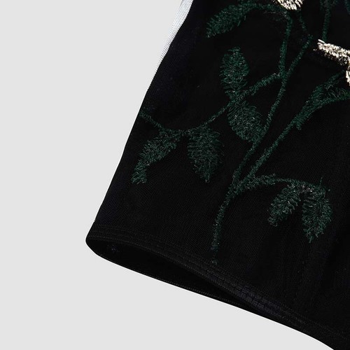 Women Bustier Corset Top Mesh Floral Embroidery Going Out Party Crop Tops - Picture 10 of 22