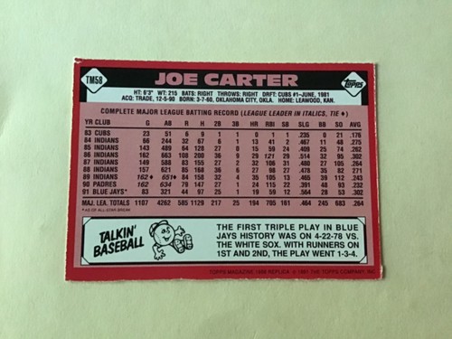 JOE CARTER Oddball Insert & Regular issue BLUE JAYS INDIANS Baseball YOU CHOOSE - Picture 9 of 308