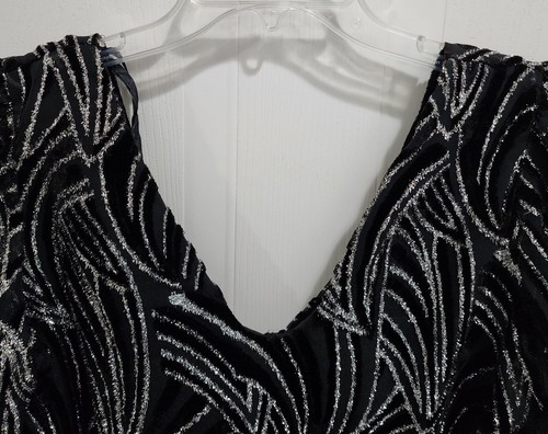 Vintage Rob Hill for Mister Jay Women's Blouse Top Metallic/Velvet Black Size M - Picture 2 of 16