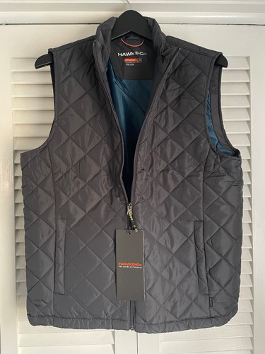 NWT Hawke & Co Mens Diamond Quilted CARBON GRAY Puffer Full Zip Vest Jacket MED