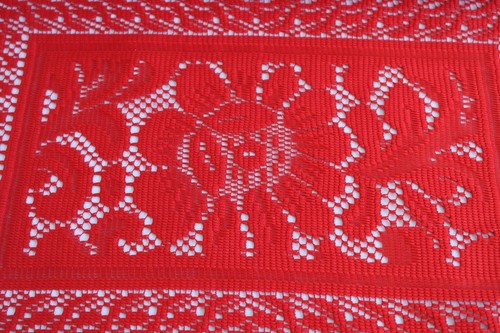 Vintage Set Christmas Placemats Red Knit 2 Piece - Bild 5 von 9