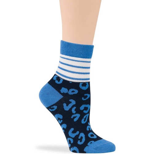 Calcetín de algodón para mujer diabético cuarto 4 pares mediano 9-11 índigo azul marino blanco - Imagen 11 de 13