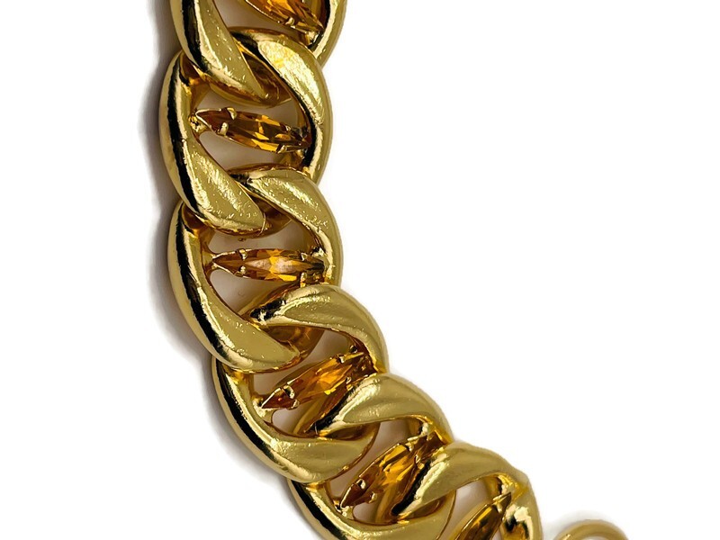 ⭐︎希少⭐︎ rive gaucheイヴサンローランリヴゴーシュブレスレット Vintage YSL Rive Gauche Swarovski Crystal Gold Plated Link