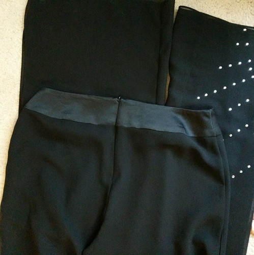 JS Collection Black Flowing Dress Pants with Rhinestones Size 4 - Picture 4 of 4