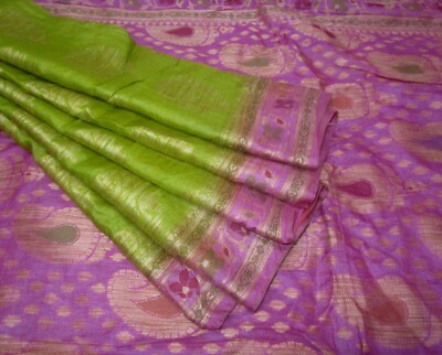 BVH WEARABLE PURE SILK Vintage Sari 5yd 21SEP3911 X07 E740 Henna Rani #ABCKB