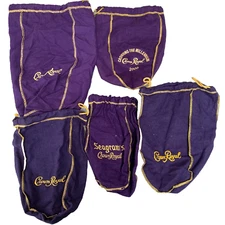 5 Crown Royal Purple Drawstring Bags 750ml & Large Stitched Logo 2000 Millennium