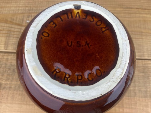 Jarrón jarra alta Roseville EE. UU. cerámica marrón goteo - Imagen 7 de 7