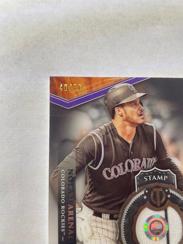 2018 Nolan Arenado Topps francobollo omaggio di approvazione viola #D / 50 - Foto 2 di 4