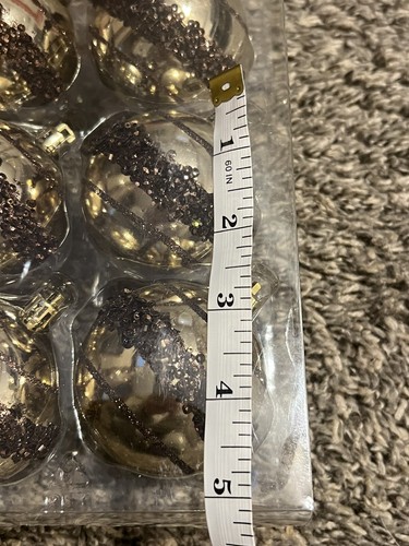 Holiday Time 6 SHATTERPROOF Christmas ORNAMENTS Silver Brown Glitter - Picture 9 of 9