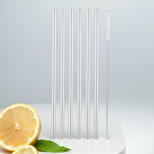 6 pajitas largas con limpiador de pajitas pajita transparente para taza Stanley 20/30/40 oz - Imagen 6 de 8