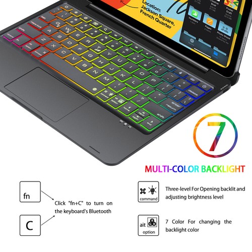Touchpad Keyboard Case with Rotate For iPad Pro 11" 7/8/9/10th Gen Air 4 5 US - Picture 32 of 54