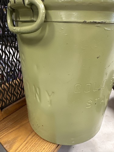 Staten Island NY 23” 40 Quarts Liquid Sealed Milk Can GREEN Metal Steel (B7) - Picture 5 of 13