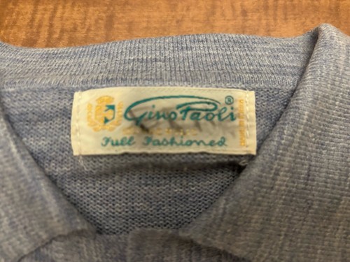 Vintage Gino Paoli Light Sweater Shirt Sz MED To LRG Striped Button Collar Blue - Picture 6 of 20