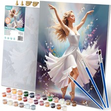 MASSIDO Malen nach Zahlen 40X50 cm Ballerina Leinwand Malen Kinder Erwachsene