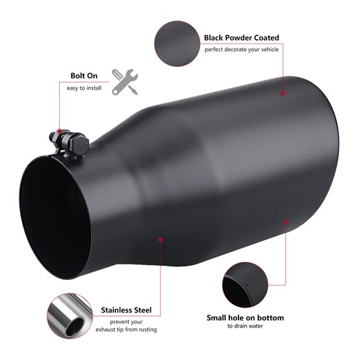 4" Inlet 6" Outlet 12inch Long Truck Diesel Bolt On Exhaust Tip Stainless Steel - Picture 5 of 9
