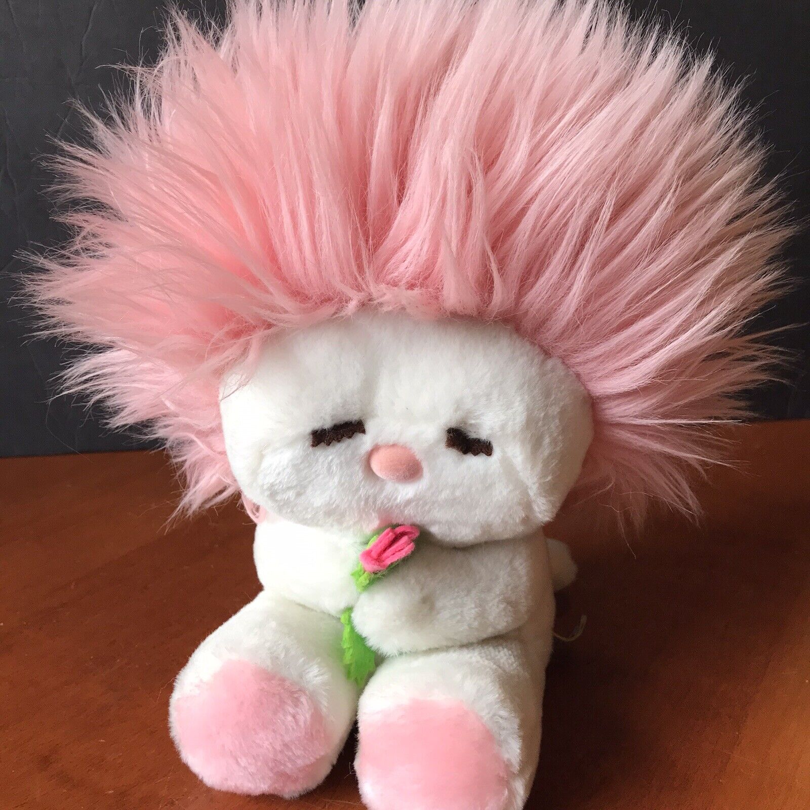 Vtg 80s Dakin Pink Hair Plush Nature Babies Frou Frou 1982 Stuffed Animal Flower