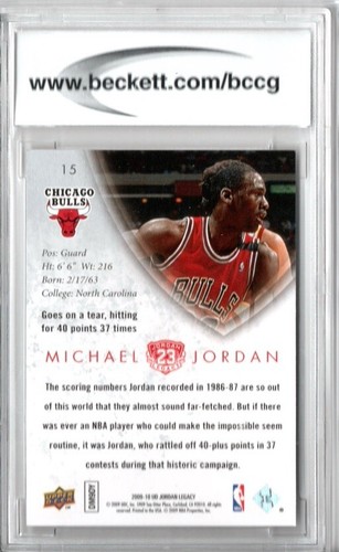 2009-10 Cubierta superior Michael Jordan Legacy Collection Oro #15 BCCG 10 GM - Imagen 2 de 2