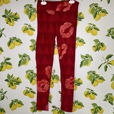 Women's LuLaRoe OS One Size Leggings Pink Red XO Lipstick Kiss New