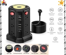 Surge Protector Power Strip Tower with 5 USB Ports and 10FT Cord, 12 AC Outlets