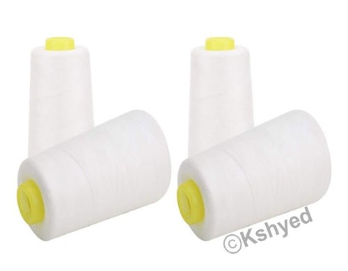 2500 Yard Each Spools WHITE Sewing Thread All Purpose 100% Polyester (4 Pack) - Picture 4 of 6