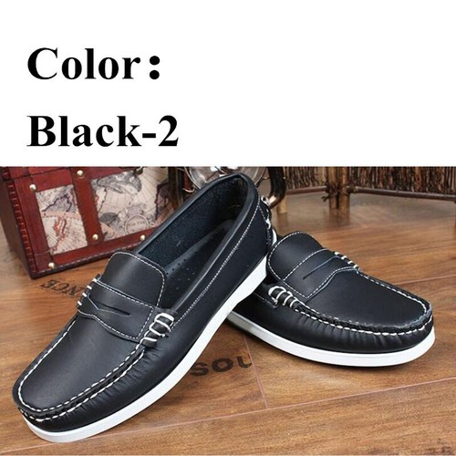 Men Genuine Leather Casual Shoes Breathable Loafers Flat Moccasins Walking Shoes - Picture 17 of 40