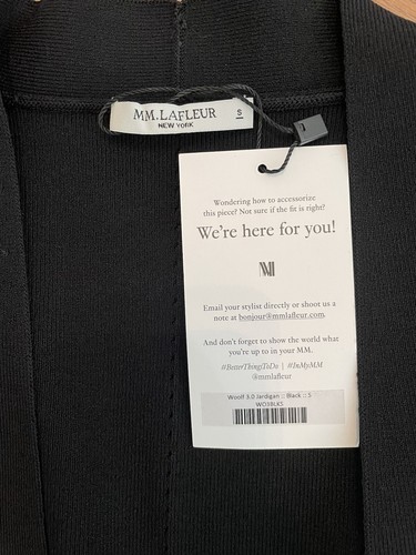 MM. LaFleur Size S Woolf 3.0 Jardigan Black Knit Long Sleeve Open Front Cardigan - Picture 8 of 12