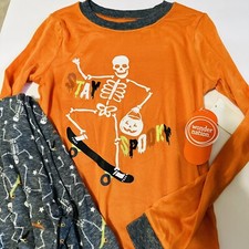 Boys Size 10 Halloween Pajamas- Skeleton Skateboard - Super Soft