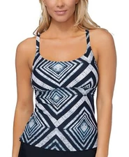 Island Escape 282082 Major Shade Push-Up Tankini Top, Women's Swimsuit, Size 12