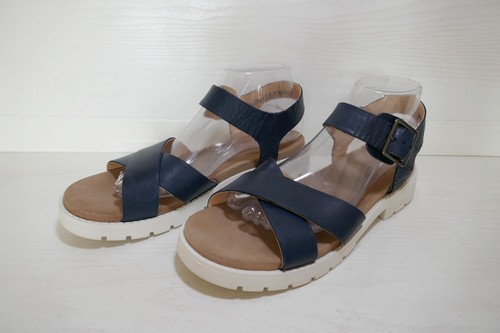 CLARKS ORINOCO CROSS NAVY LEATHER/LEATHER LINED ANKLE STRAP SANDALS UK 7D RRP£70 - Picture 3 of 13