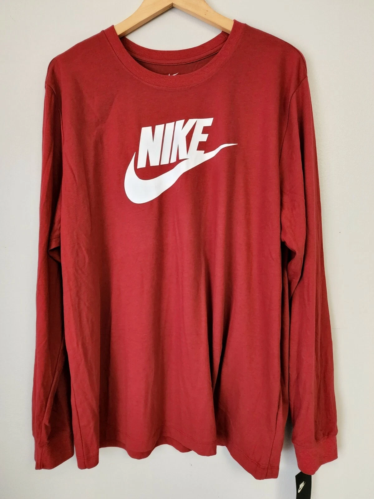 Nike Dri-FIT Swoosh Icon Futura 2XL Men's Crimson L/S T-Shirt DR0595 613 Nwt
