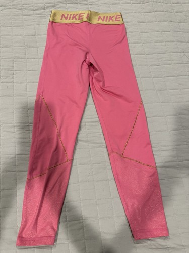 Youth Nike Pro Pink Gold Leggings Girl Size Medium - Picture 3 of 4